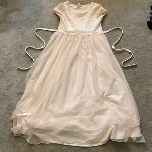 Little girls pink tulle sparkly dress